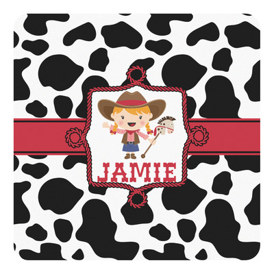 Cowprint Cowgirl Square Decal (Personalized)
