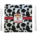 Cowprint Cowgirl Glass Square Lunch / Dinner Plate 9.5" (Personalized)