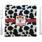 Cowprint Cowgirl 9.5" Glass Square Lunch / Dinner Plate- Single or Set of 4 (Personalized)