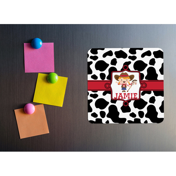 Cowprint Cowgirl Square Fridge Magnet - LIFESTYLE
