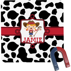 Cowprint Cowgirl Square Fridge Magnet (Personalized)