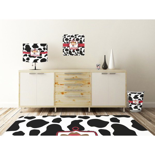 Cowprint Cowgirl Square Wall Decal Wooden Desk