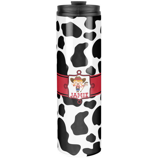 Custom Cowprint Cowgirl Stainless Steel Skinny Tumbler - 20 oz (Personalized)