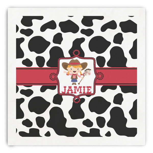 Custom Cowprint Cowgirl Paper Dinner Napkins (Personalized)