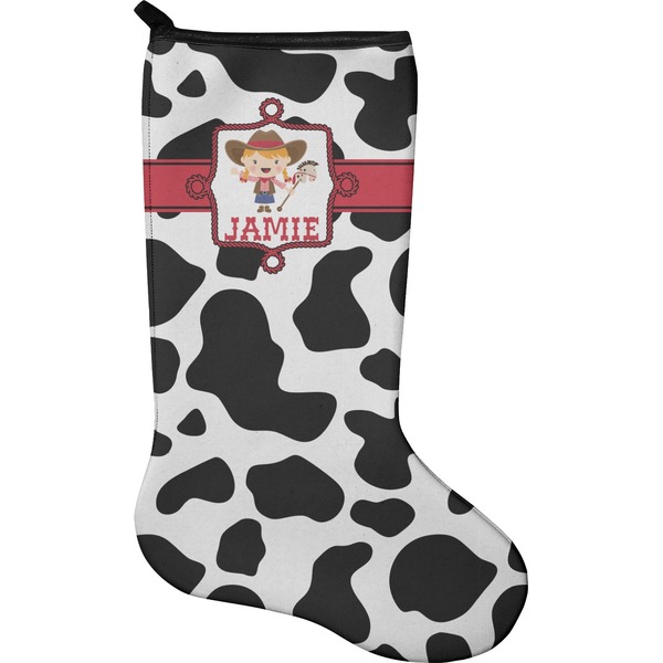 Custom Cowprint Cowgirl Holiday Stocking - Neoprene (Personalized)