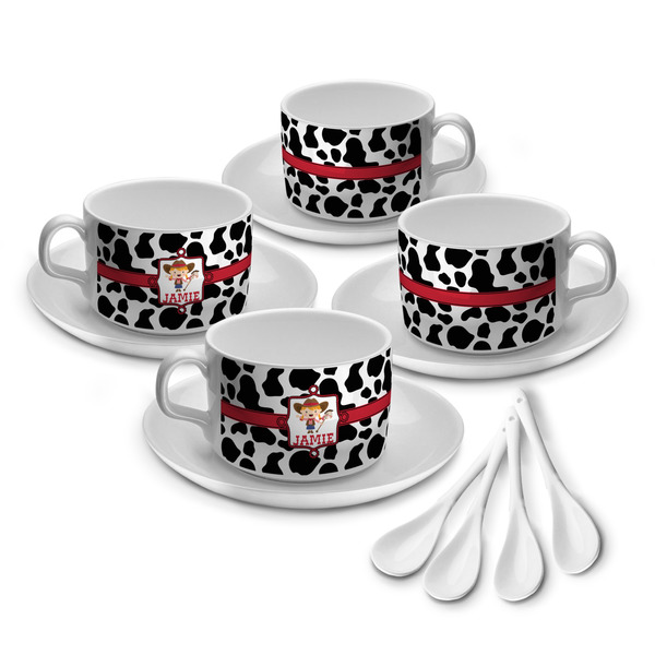 Cowprint Cowgirl Tea Cup - Set of 4