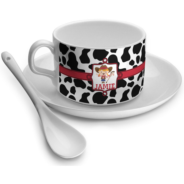 Custom Cowprint Cowgirl Tea Cup - Single (Personalized)