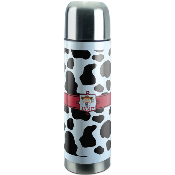 Custom Cowprint Cowgirl Stainless Steel Thermos (Personalized)