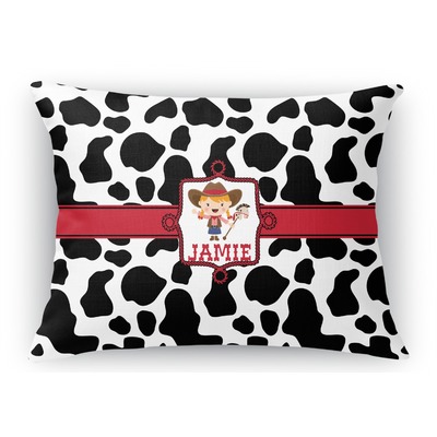 Cowprint Cowgirl Rectangular Throw Pillow - 18"x24" (Personalized)