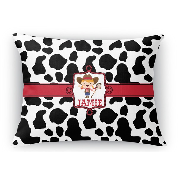 Custom Cowprint Cowgirl Rectangular Throw Pillow Case (Personalized)