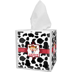 Cowprint Cowgirl Tissue Box Cover (Personalized)