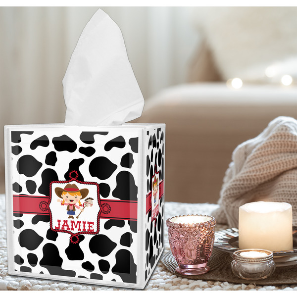 Cowprint Cowgirl Tissue Box - LIFESTYLE