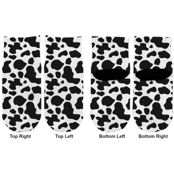 Cowprint Cowgirl Toddler Ankle Socks - Double Pair - Front and Back - Apvl