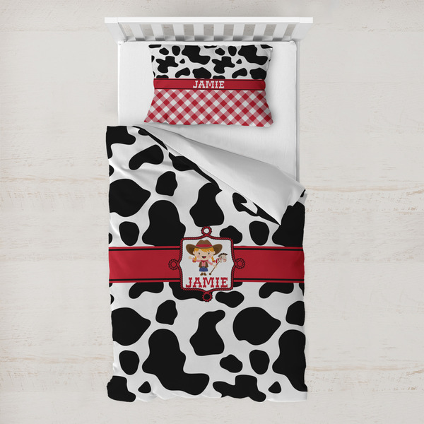 Custom Cowprint Cowgirl Toddler Bedding w/ Name or Text