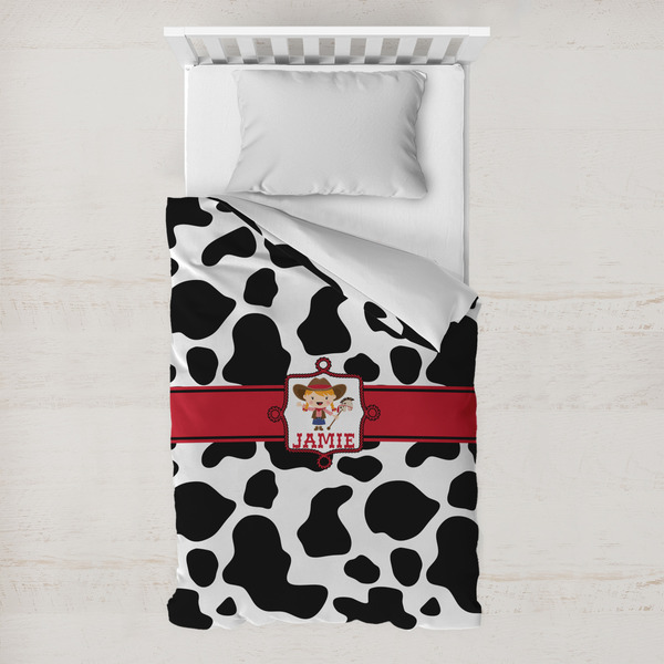 Custom Cowprint Cowgirl Toddler Duvet Cover w/ Name or Text