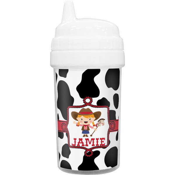 Custom Cowprint Cowgirl Toddler Sippy Cup (Personalized)
