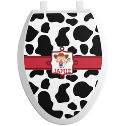 Cowprint Cowgirl Toilet Seat Decal - Elongated (Personalized)