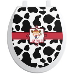 Cowprint Cowgirl Toilet Seat Decal (Personalized)