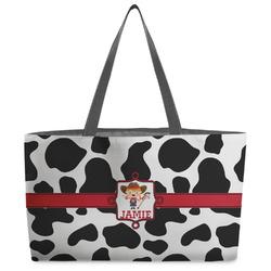 Cowprint Cowgirl Beach Totes Bag - w/ Black Handles (Personalized)