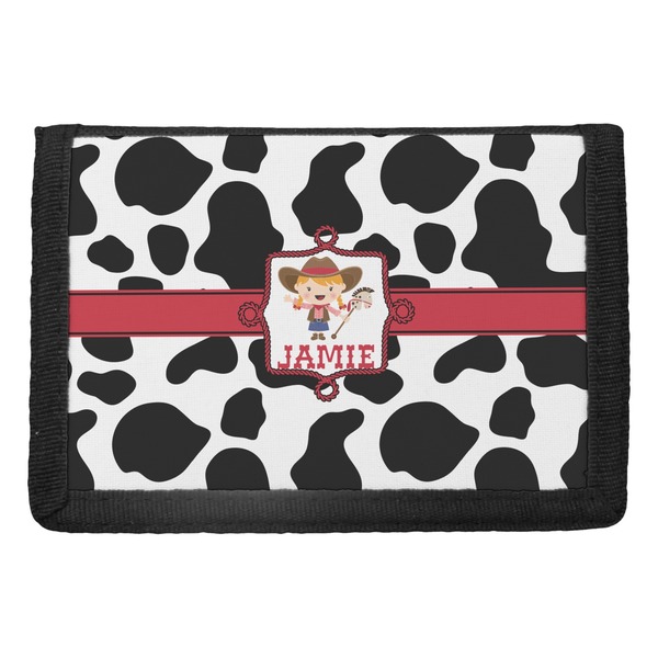 Custom Cowprint Cowgirl Trifold Wallet (Personalized)