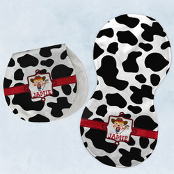 Cowprint Cowgirl Burp Pads - Velour - Set of 2 w/ Name or Text