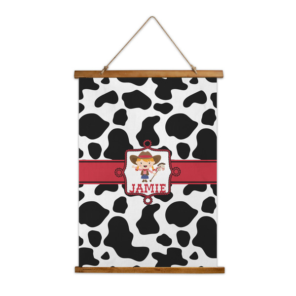 Custom Cowprint Cowgirl Wall Hanging Tapestry (Personalized)