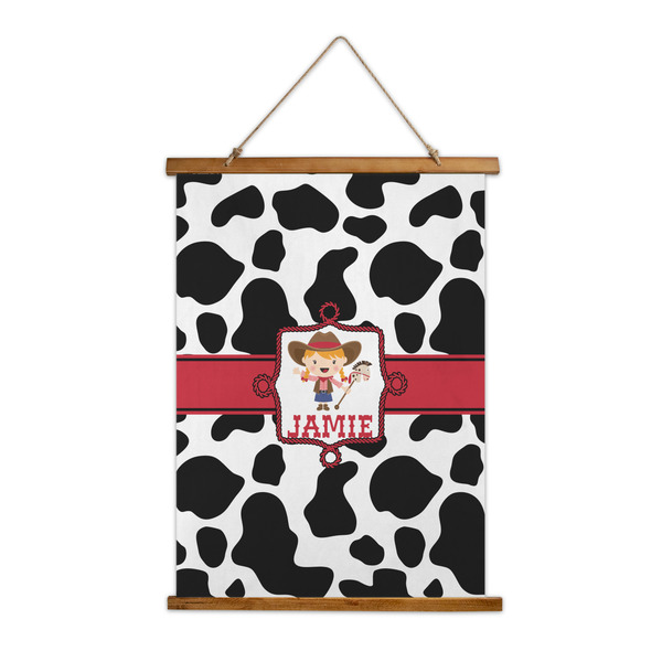 Custom Cowprint Cowgirl Wall Hanging Tapestry (Personalized)