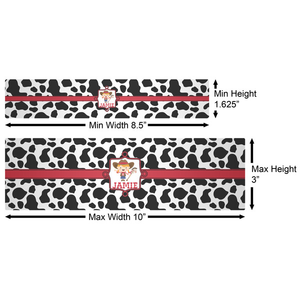 Cowprint Cowgirl Water Bottle Labels w/ Dimensions