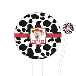Cowprint Cowgirl Cocktail Picks - Round Plastic (Personalized)