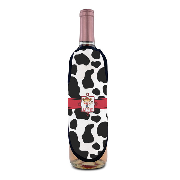 Cowprint Cowgirl Wine Bottle Apron - IN CONTEXT