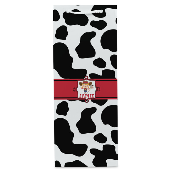 Cowprint Cowgirl Wine Gift Bag - Gloss - Front