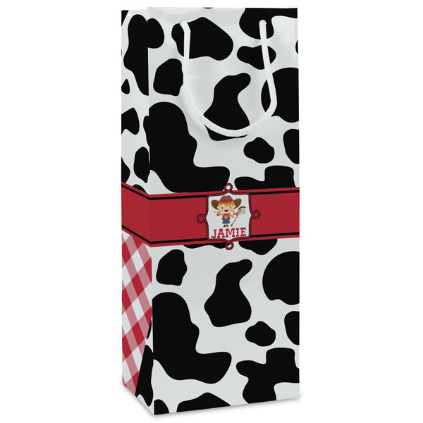 Custom Cowprint Cowgirl Wine Gift Bags (Personalized)