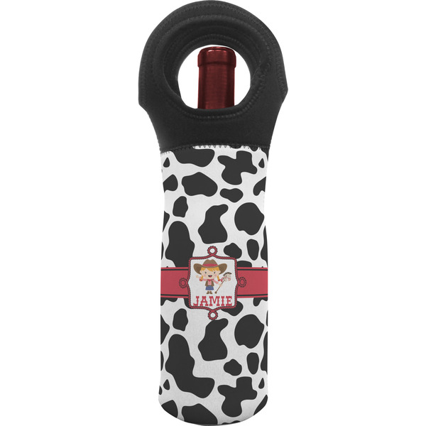 Custom Cowprint Cowgirl Wine Tote Bag (Personalized)