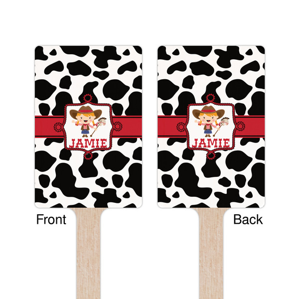 Cowprint Cowgirl Wooden 6.25" Stir Stick - Rectangular - Double Sided - Front & Back