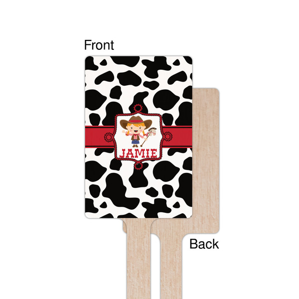 Cowprint Cowgirl Wooden 6.25" Stir Stick - Rectangular - Single - Front & Back