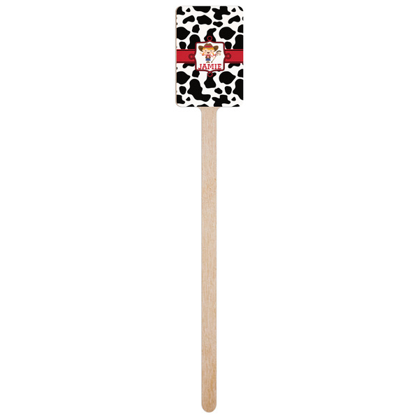 Cowprint Cowgirl Wooden 6.25" Stir Stick - Rectangular - Single Stick