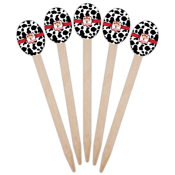 Cowprint Cowgirl Wooden Food Pick - Oval - Fan View