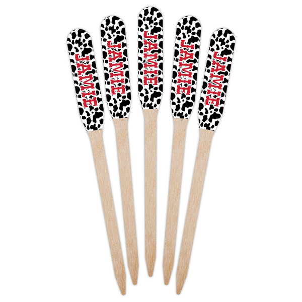 Cowprint Cowgirl Wooden Food Pick - Paddle - Fan View