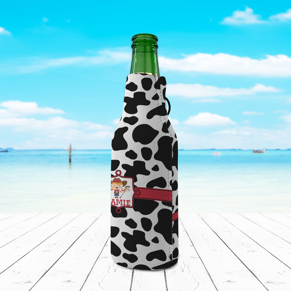 Cowprint Cowgirl Zipper Bottle Cooler - LIFESTYLE