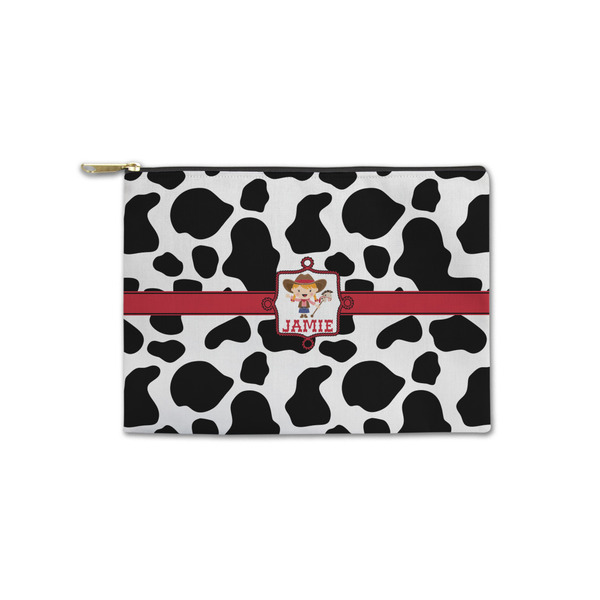 Custom Cowprint Cowgirl Zipper Pouch - Small - 8.5"x6" (Personalized)