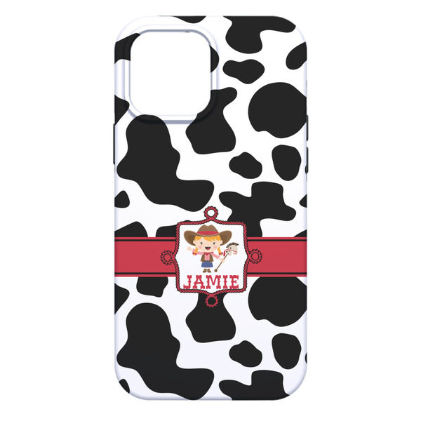 Cowprint Cowgirl iPhone 13 Pro Max Tough Case - Back