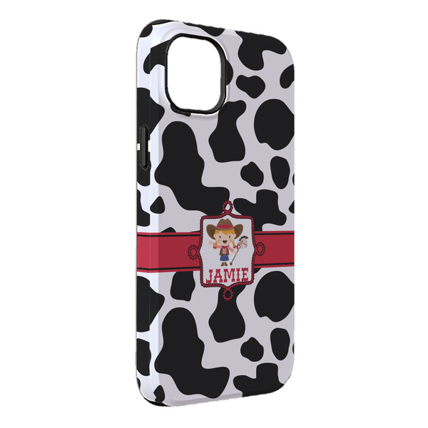 Custom Cowprint Cowgirl iPhone Case - Rubber Lined - iPhone 14 Plus (Personalized)