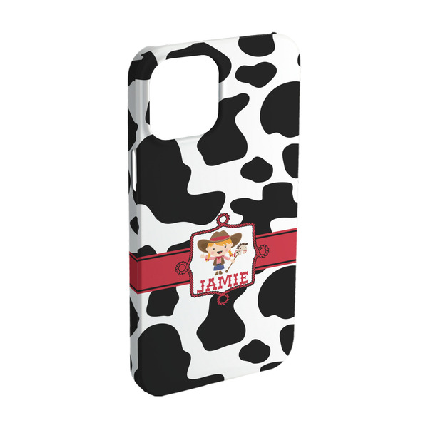 Custom Cowprint Cowgirl iPhone Case - Plastic - iPhone 15 (Personalized)