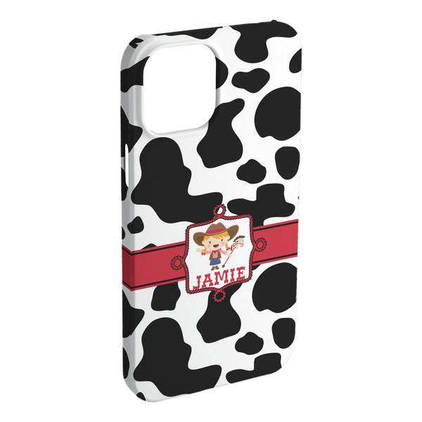 Custom Cowprint Cowgirl iPhone Case - Plastic - iPhone 15 Plus (Personalized)