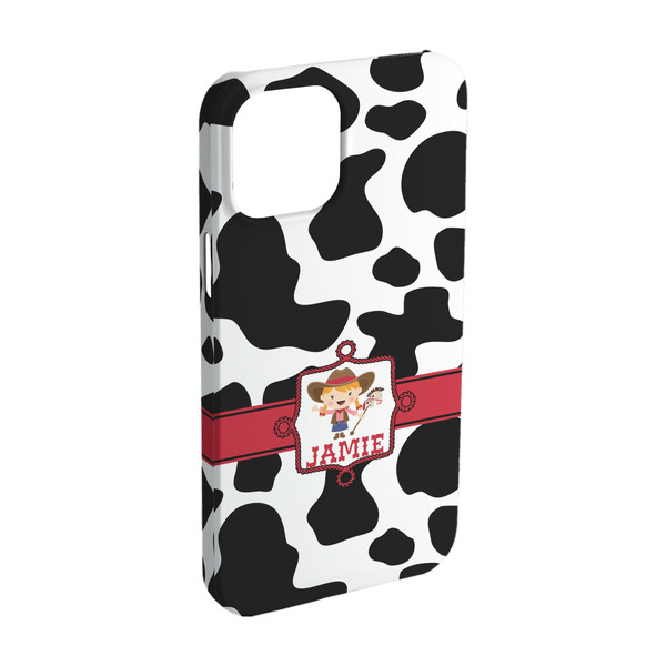 Custom Cowprint Cowgirl iPhone Case - Plastic - iPhone 15 Pro (Personalized)