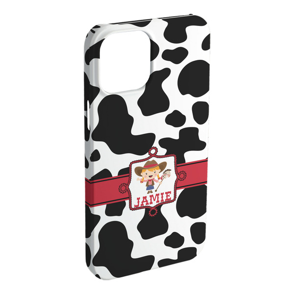 Custom Cowprint Cowgirl iPhone Case - Plastic - iPhone 15 Pro Max (Personalized)