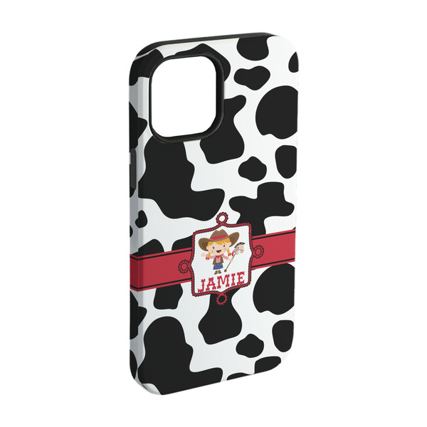 Custom Cowprint Cowgirl iPhone Case - Rubber Lined - iPhone 15 Pro (Personalized)