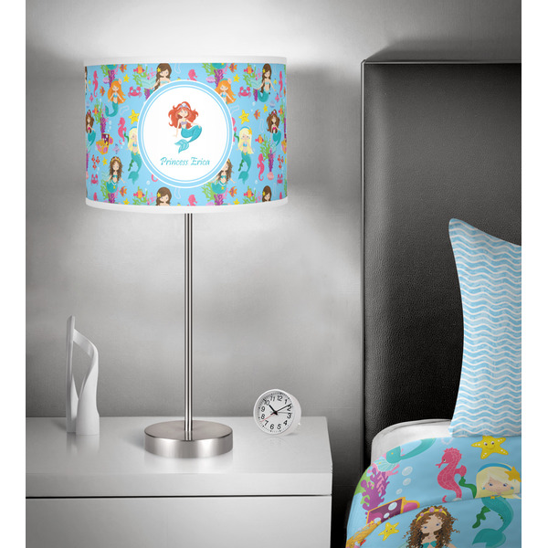 Mermaids 13 inch drum lamp shade - in room