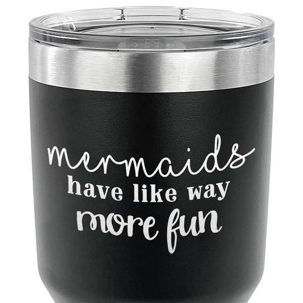 Mermaids 30 oz Stainless Steel Ringneck Tumbler - Black - CLOSE UP