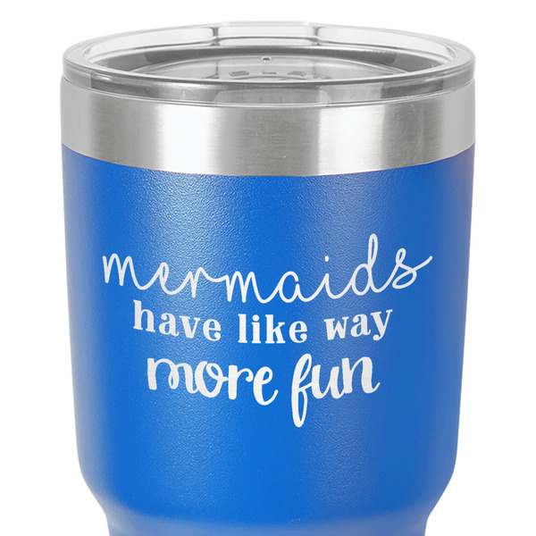 Mermaids 30 oz Stainless Steel Ringneck Tumbler - Blue - Close Up